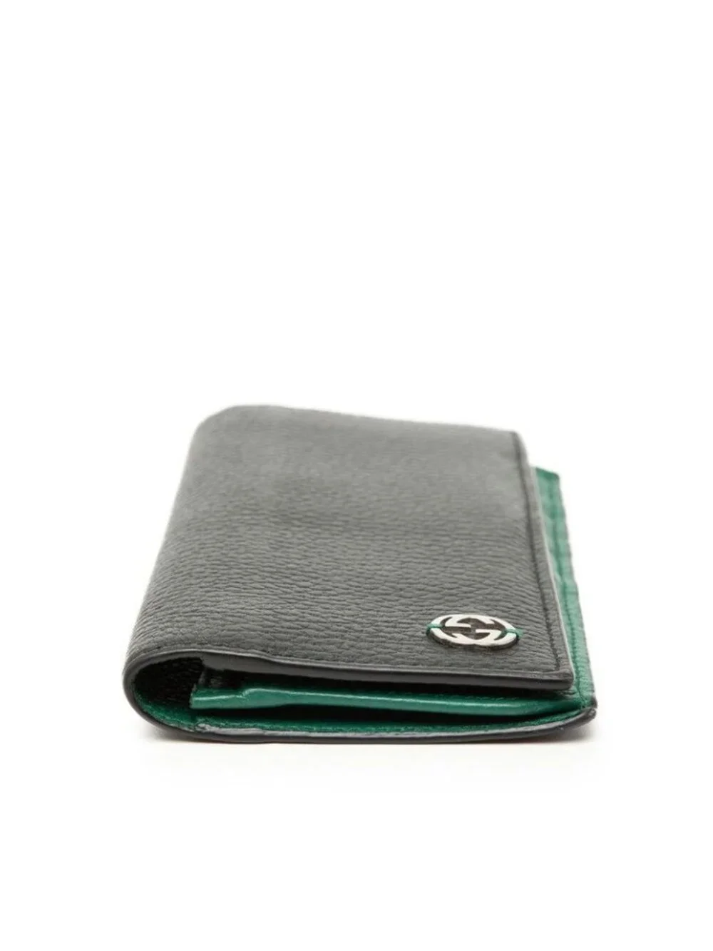 Gucci Interlocking Bicolor Wallet Black Green Leather